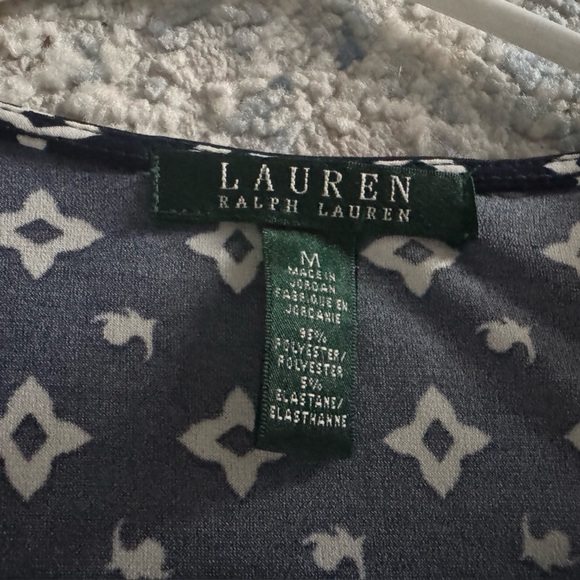 Ralph Lauren Navy and White Geometric 3/4 Sleeve Dress - Picture 4 of 4